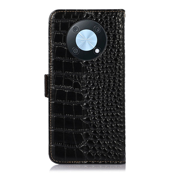For Huawei Nova Y90/Enjoy 50 Pro Crocodile Top Layer Cowhide Leather Phone Case(Black)