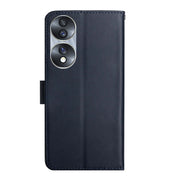 For Honor 70 Genuine Leather Fingerprint-proof Horizontal Flip Phone Case(Blue)