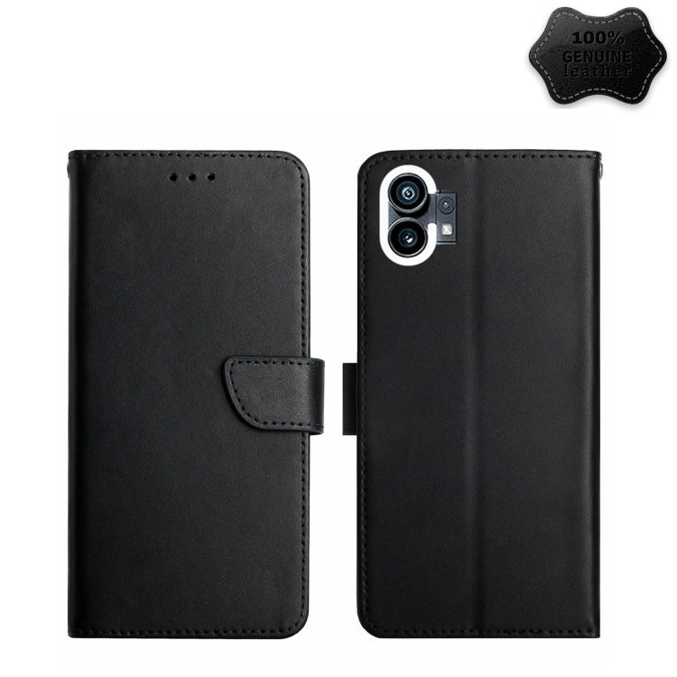 For Nothing Phone 1 Genuine Leather Fingerprint-proof Horizontal Flip Phone Case(Black) - Nothing Cases by PMC TechLife | Online Shopping South Africa | PMC TechLife | Buy Now Pay Later Mobicred