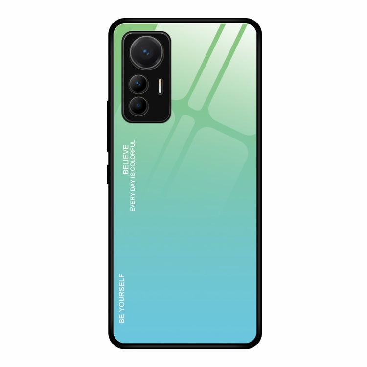 For Xiaomi 12 Lite Gradient Color Glass Case(Green Cyan) - Xiaomi Cases by PMC TechLife | Online Shopping South Africa | PMC TechLife