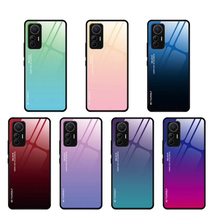For Xiaomi 12 Lite Gradient Color Glass Case(Green Cyan) - Xiaomi Cases by PMC TechLife | Online Shopping South Africa | PMC TechLife