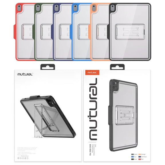 Mutural Transparent Holder Tablet Case For iPad 10.2 2021 / 2020 / 2019 / 10.5(Orange)