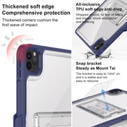 Mutural Transparent Holder Tablet Case For iPad 10.2 2021 / 2020 / 2019 / 10.5(Army Green)
