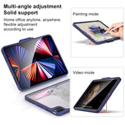 Mutural Transparent Holder Tablet Case For iPad Air 2022/ 2020 10.9(Army Green)