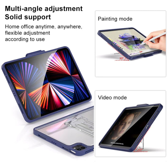 Mutural Transparent Holder Tablet Case For iPad Air 2022/ 2020 10.9(Army Green)