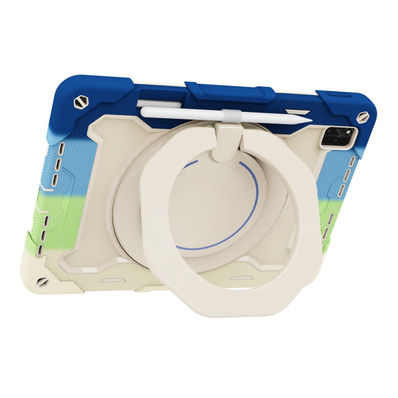For Huawei MatePad Pro 12.6 2021 Armor Contrast Color Silicone + PC Tablet Case(Colorful Blue)