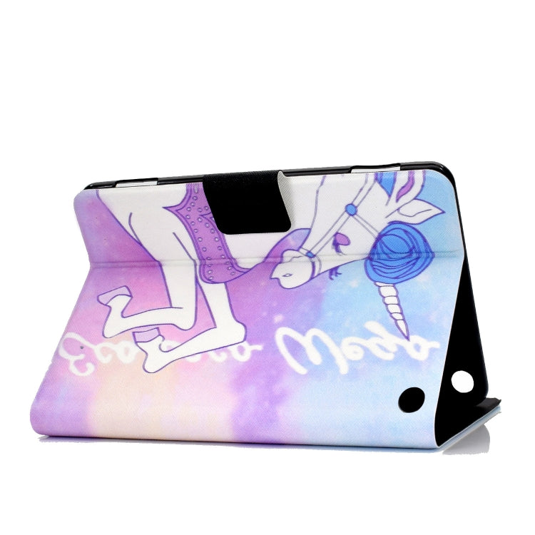 For Amazon Kindle Fire 7 2022 Electric Horizontal Flat Painted Leather Tablet Case(Pink Horse) - Amazon by PMC TechLife | Online Shopping South Africa | PMC TechLife | Buy Now Pay Later Mobicred