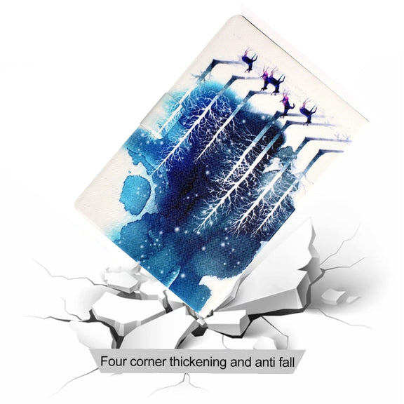 For Amazon Kindle Fire 7 2022 Electric Horizontal Flat Painted Leather Tablet Case(Purple Fawn)