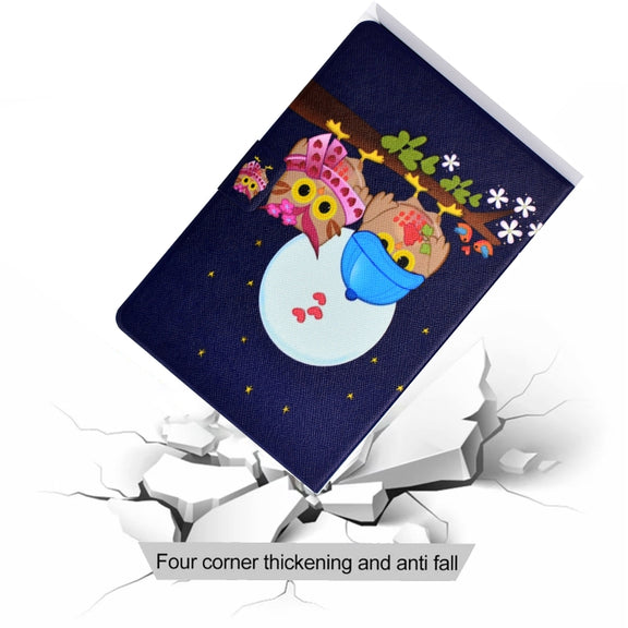 For Amazon Kindle Fire 7 2022 Electric Horizontal Flat Painted Leather Tablet Case(Couple Owls)