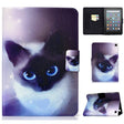 For Amazon Kindle Fire 7 2022 Electric Horizontal Flat Painted Leather Tablet Case(Blue Eyed Cat) - Amazon by PMC TechLife | Online Shopping South Africa | PMC TechLife | Buy Now Pay Later Mobicred