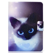 For Amazon Kindle Fire 7 2022 Electric Horizontal Flat Painted Leather Tablet Case(Blue Eyed Cat)