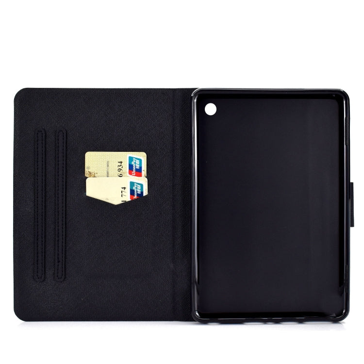 For Amazon Kindle Fire 7 2022 Electric Horizontal Flat Painted Leather Tablet Case(Blue Eyed Cat)