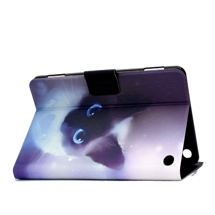 For Amazon Kindle Fire 7 2022 Electric Horizontal Flat Painted Leather Tablet Case(Blue Eyed Cat) - Amazon by PMC TechLife | Online Shopping South Africa | PMC TechLife | Buy Now Pay Later Mobicred