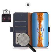 For Huawei nova Y90 / Enjoy 50 Pro KHAZNEH Litchi Texture RFID Genuine Leather Phone Case(Blue)