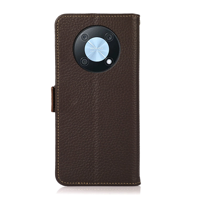 For Huawei nova Y90 / Enjoy 50 Pro KHAZNEH Litchi Texture RFID Genuine Leather Phone Case(Brown)