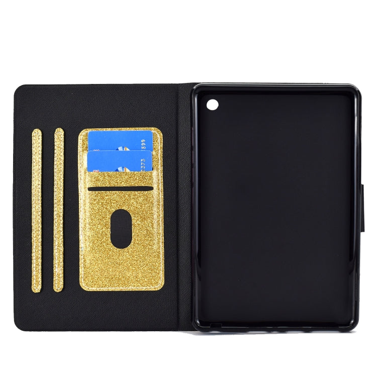 For Amazon Kindle Fire 7 2022 Varnish Glitter Powder Smart Leather Tablet Case(Yellow)