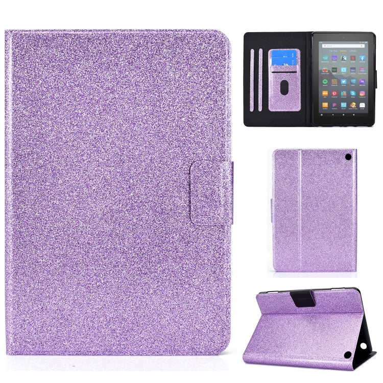 For Amazon Kindle Fire 7 2022 Varnish Glitter Powder Smart Leather Tablet Case(Purple) - Amazon by PMC TechLife | Online Shopping South Africa | PMC TechLife | Buy Now Pay Later Mobicred