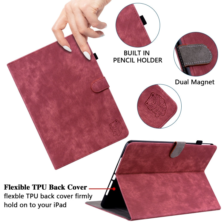 For Nokia T10 Tiger Pattern PU Tablet Case(Red)
