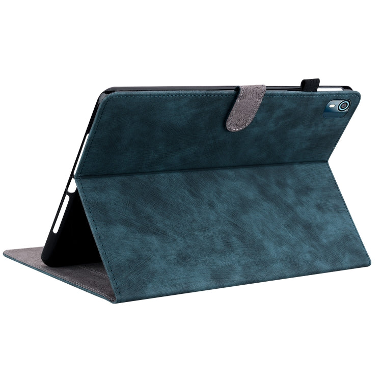 For Nokia T10 Tiger Pattern PU Tablet Case(Dark Blue)