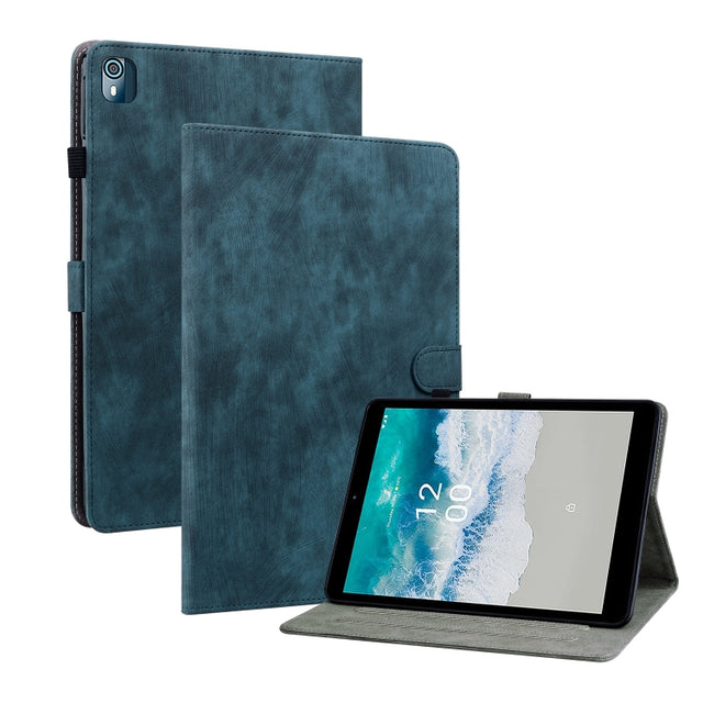 For Nokia T10 Tiger Pattern PU Tablet Case(Dark Blue)