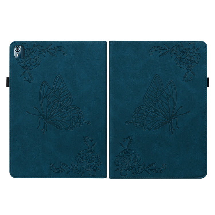 For Nokia T10 Butterfly Flower Embossed Leather Tablet Case(Blue) - Nokia by PMC TechLife | Online Shopping South Africa | PMC TechLife | Buy Now Pay Later Mobicred