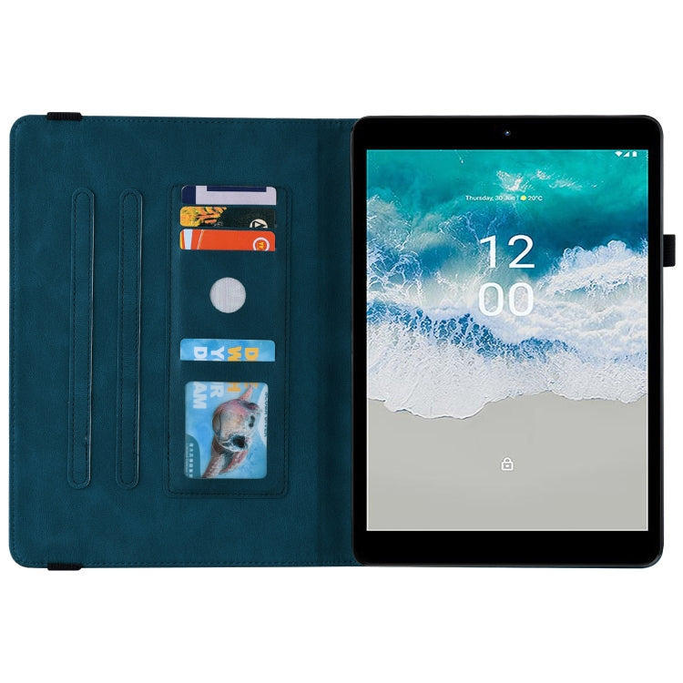 For Nokia T10 Butterfly Flower Embossed Leather Tablet Case(Blue) - Nokia by PMC TechLife | Online Shopping South Africa | PMC TechLife | Buy Now Pay Later Mobicred