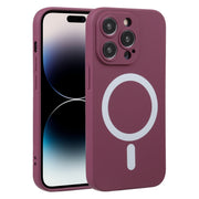 For iPhone 14 Pro Max Liquid Silicone Magsafe Phone Case (Wine Red)