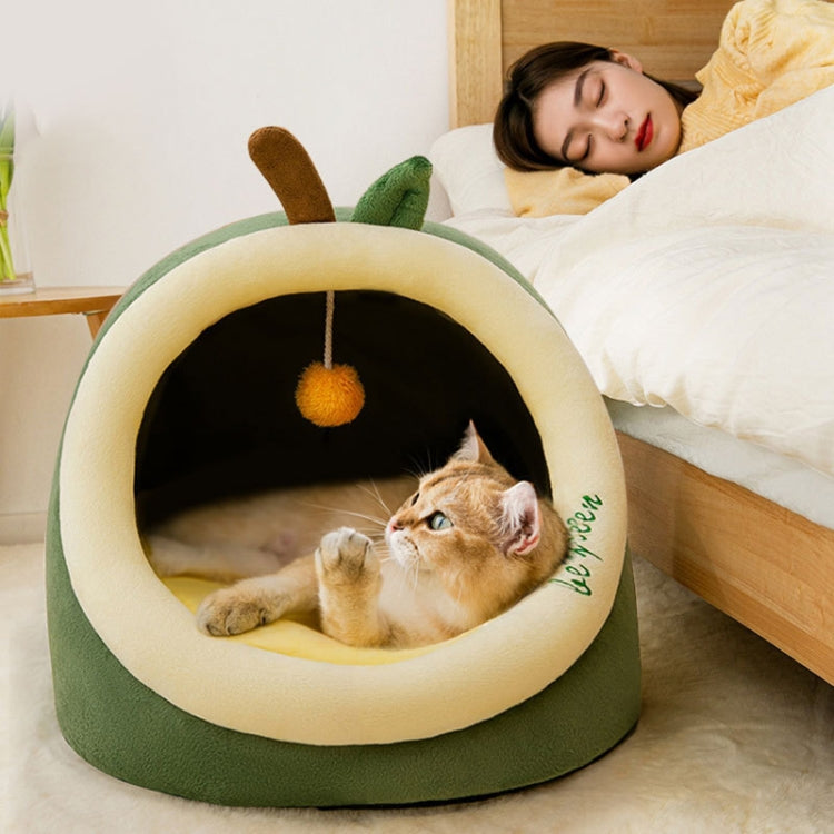 Semi-enclosed Pet Cat and Dog Bed Dog Kennel Pad Pet Supplies, Size:M(Avocado)
