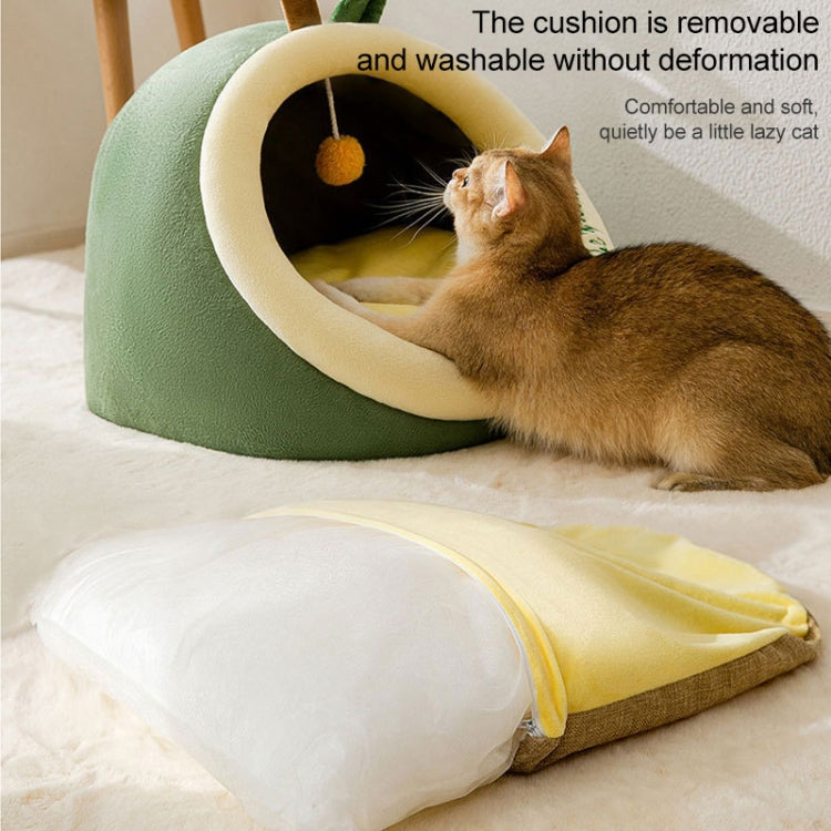 Semi-enclosed Pet Cat and Dog Bed Dog Kennel Pad Pet Supplies, Size:M(Avocado)