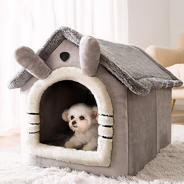 House Type Universal Removable and Washable Pet Dog Cat Bed Pet Supplies, Size:S(Gray Cat)