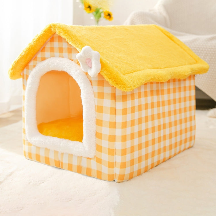 House Type Universal Removable and Washable Pet Dog Cat Bed Pet Supplies, Size:S(Yellow Flower) - Beds by PMC TechLife | Online Shopping South Africa | PMC TechLife | Buy Now Pay Later Mobicred