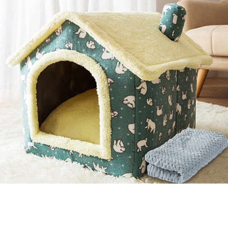 House Type Universal Removable and Washable Pet Dog Cat Bed Pet Supplies, Size:S(Green Bear House + Blanket) - Beds by PMC TechLife | Online Shopping South Africa | PMC TechLife | Buy Now Pay Later Mobicred
