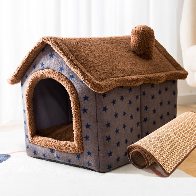 House Type Universal Removable and Washable Pet Dog Cat Bed Pet Supplies, Size:S(Coffee Hut + Mat) - Beds by PMC TechLife | Online Shopping South Africa | PMC TechLife | Buy Now Pay Later Mobicred