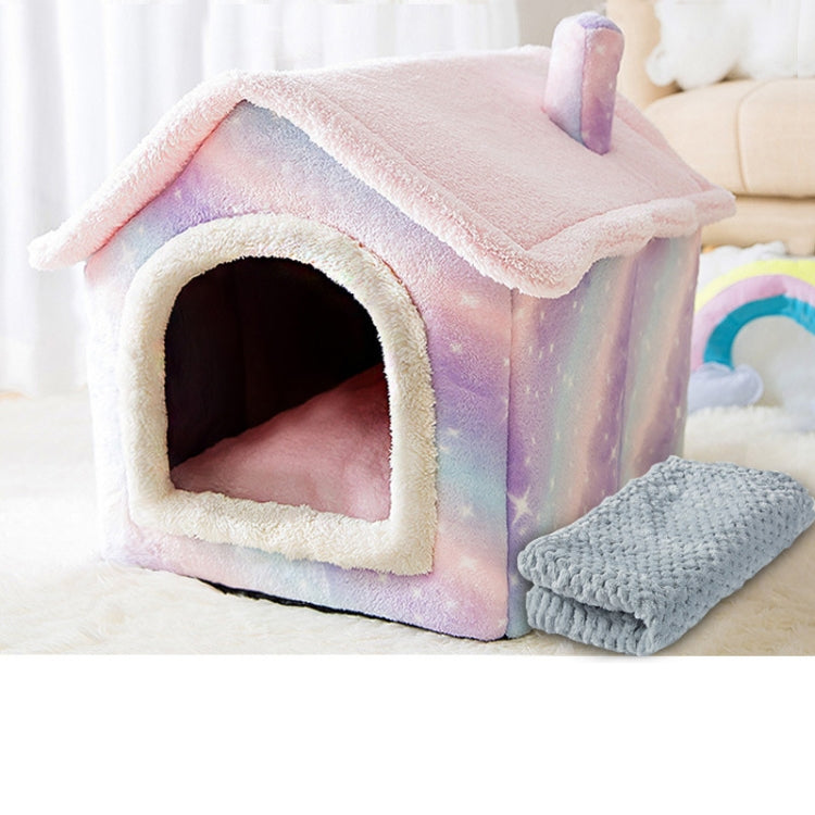 House Type Universal Removable and Washable Pet Dog Cat Bed Pet Supplies, Size:M(Pink Starry Sky + Blanket) - Beds by PMC TechLife | Online Shopping South Africa | PMC TechLife | Buy Now Pay Later Mobicred