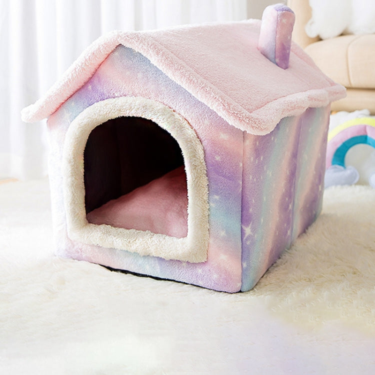 House Type Universal Removable and Washable Pet Dog Cat Bed Pet Supplies, Size:L(Pink Starry Sky) - Beds by PMC TechLife | Online Shopping South Africa | PMC TechLife | Buy Now Pay Later Mobicred