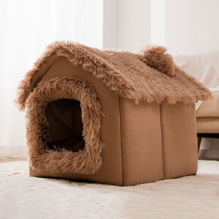 House Type Universal Removable and Washable Pet Dog Cat Bed Pet Supplies, Size:L(Brown Igloo) - Beds by PMC TechLife | Online Shopping South Africa | PMC TechLife | Buy Now Pay Later Mobicred