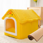 House Type Universal Removable and Washable Pet Dog Cat Bed Pet Supplies, Size:L(Yellow Chick + Mat)
