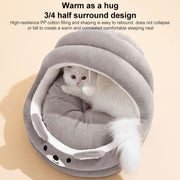 Semi-enclosed Cradle Pet Cat Bed Dog Kennel Pad Pet Supplies, Size:S(Brown Bear)