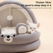Semi-enclosed Cradle Pet Cat Bed Dog Kennel Pad Pet Supplies, Size:S(Pink Rabbit)