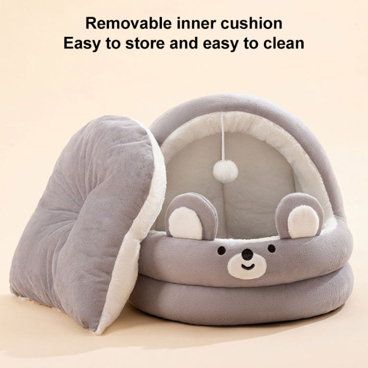 Semi-enclosed Cradle Pet Cat Bed Dog Kennel Pad Pet Supplies, Size:L(Brown Bear)