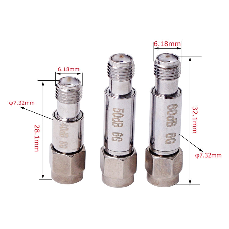 40dBi SMA Attenuator DC-6GHz SMA Coaxial Fixed Connectors - Connectors by PMC Jewellery | Online Shopping South Africa | PMC Jewellery | Buy Now Pay Later Mobicred