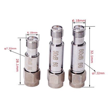 60dBi SMA Attenuator DC-6GHz SMA Coaxial Fixed Connectors - Connectors by PMC Jewellery | Online Shopping South Africa | PMC Jewellery | Buy Now Pay Later Mobicred