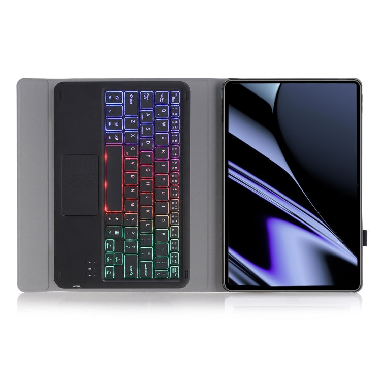 OP11-AS Lambskin Texture Ultra-thin Bluetooth Keyboard Leather Case with Touchpad & Backlight For OPPO Pad 11 inch(Black) - Others Keyboard by PMC TechLife | Online Shopping South Africa | PMC TechLife