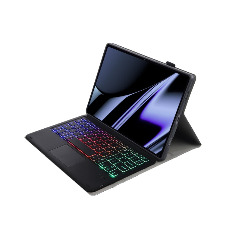 OP11-AS Lambskin Texture Ultra-thin Bluetooth Keyboard Leather Case with Touchpad & Backlight For OPPO Pad 11 inch(Black) - Others Keyboard by PMC TechLife | Online Shopping South Africa | PMC TechLife