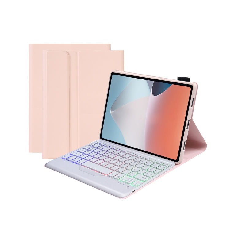 OP12-BS Lambskin Texture Ultra-thin Bluetooth Keyboard Leather Case with Backlight For OPPO Pad Air 10.4 inch(Pink) - Others Keyboard by PMC TechLife | Online Shopping South Africa | PMC TechLife