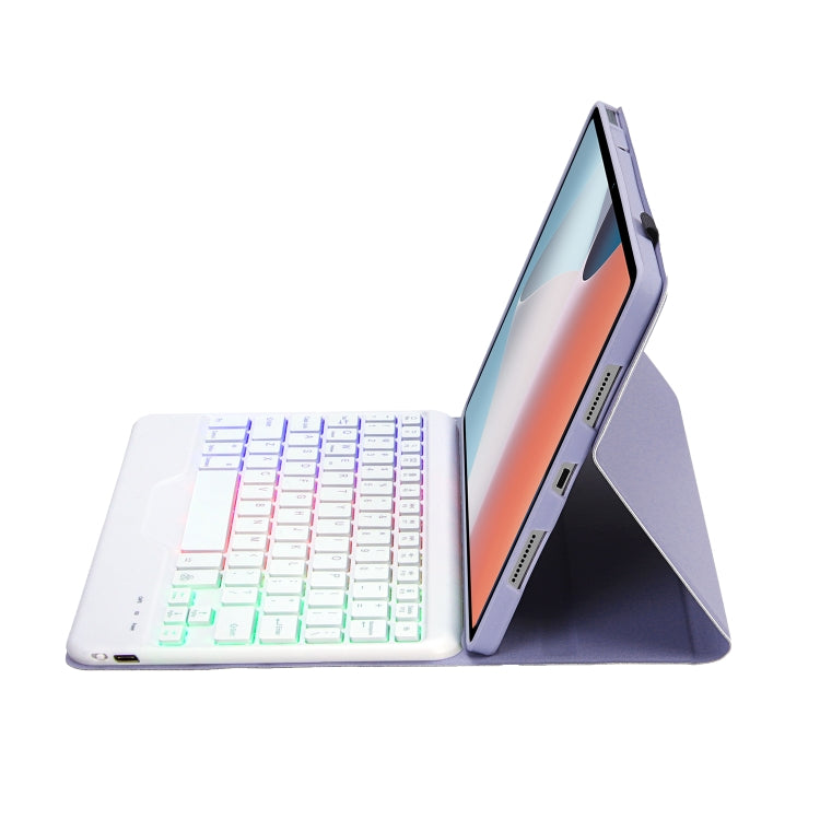 OP12-BS Lambskin Texture Ultra-thin Bluetooth Keyboard Leather Case with Backlight For OPPO Pad Air 10.4 inch(Purple) - Others Keyboard by PMC TechLife | Online Shopping South Africa | PMC TechLife
