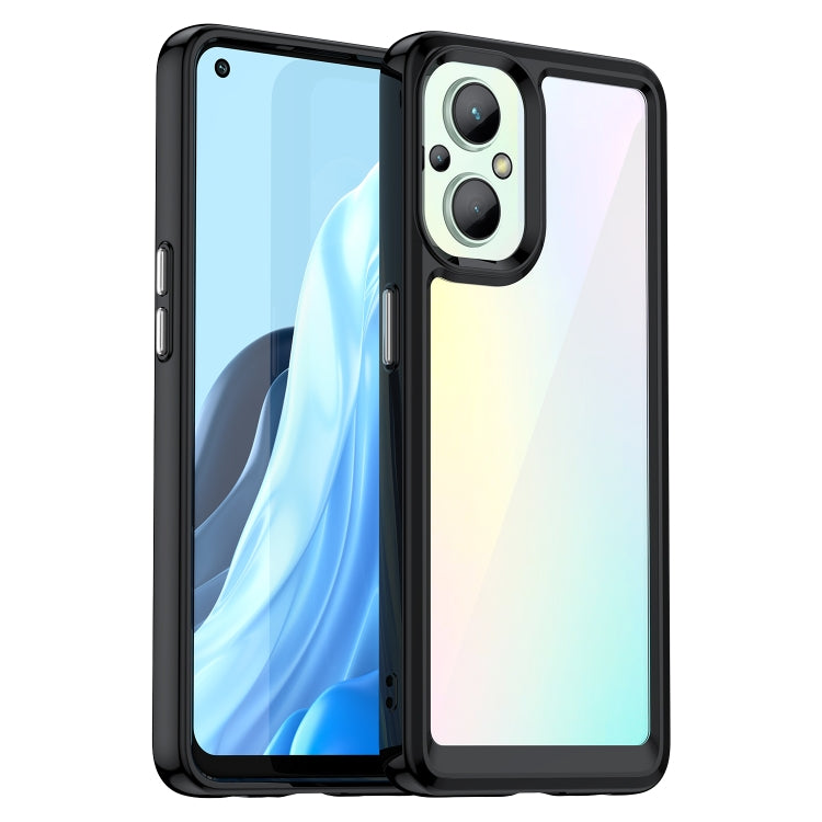 For OPPO Reno 7Z 5G Colorful Series Acrylic + TPU Phone Case(Black) - OPPO Cases by PMC TechLife | Online Shopping South Africa | PMC TechLife | Buy Now Pay Later Mobicred