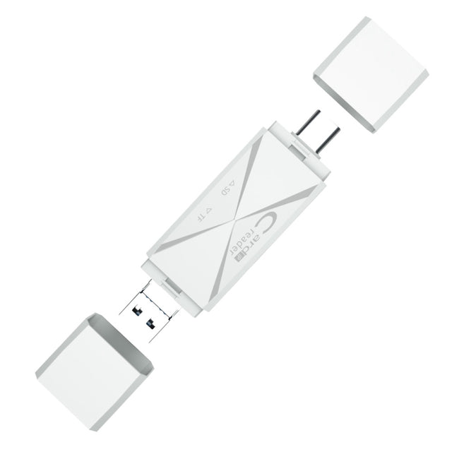 ADS-218 8 Pin+USB+Type-C Multi-function Card Reader(White)