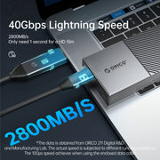 ORICO 40Gbps USB4.0 Type-C M.2 NVMe SSD Enclosure(Grey)