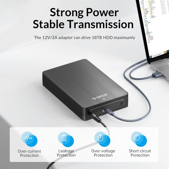 ORICO HM25C3 2.5 inch USB3.1 Gen1 Type-C Hard Drive Enclosure, Plug:US Plug(Black)